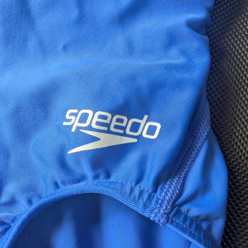 Speedo Girl's One Piece PowerFlex Flyback Solid Swimsuit - Sapphire - Size 26 - Picture 5 of 6